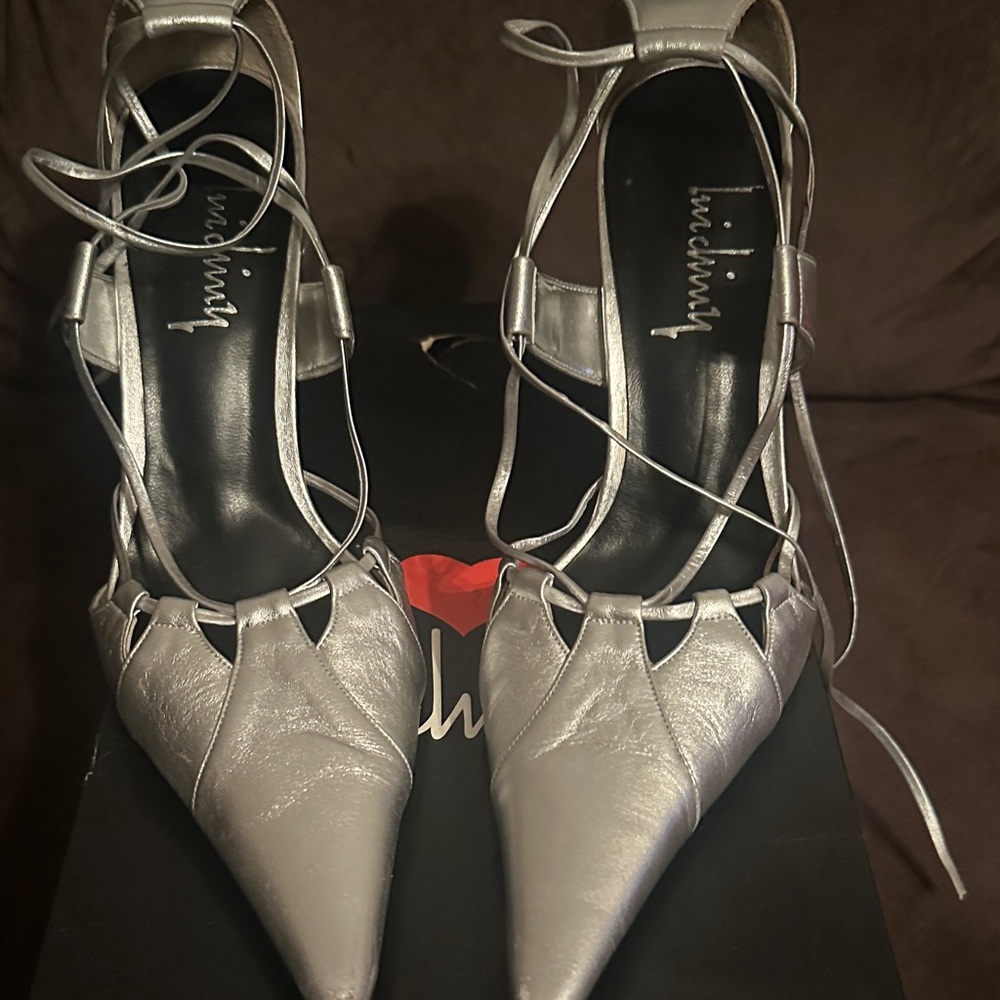 Silver Lace-Up Heels